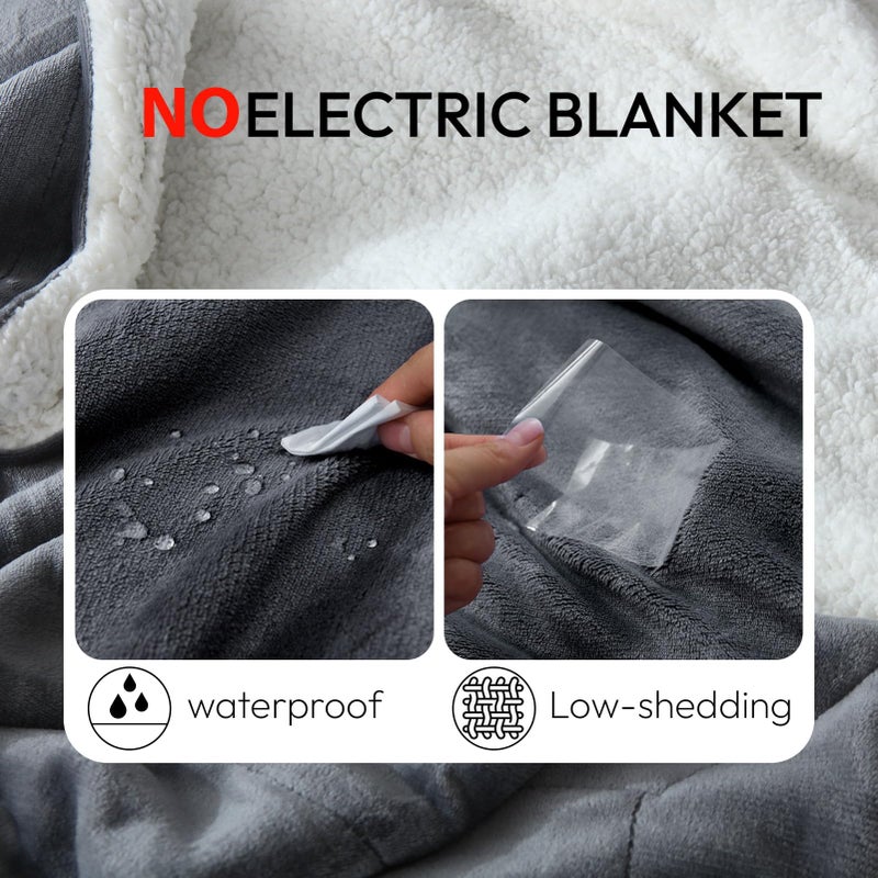 NANPIPER Sherpa Blanket Warm Blankets for Winter Super Soft Fuzzy Flannel Fleece/Wool Like Reversible Velvet Plush Couch Blanket Lightweight(Grey Throw Size 50"x60") - Image 4